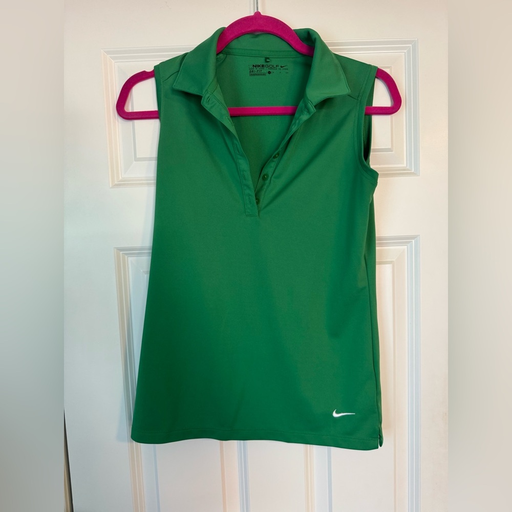 Nike Green Sleeveless Golf Polo